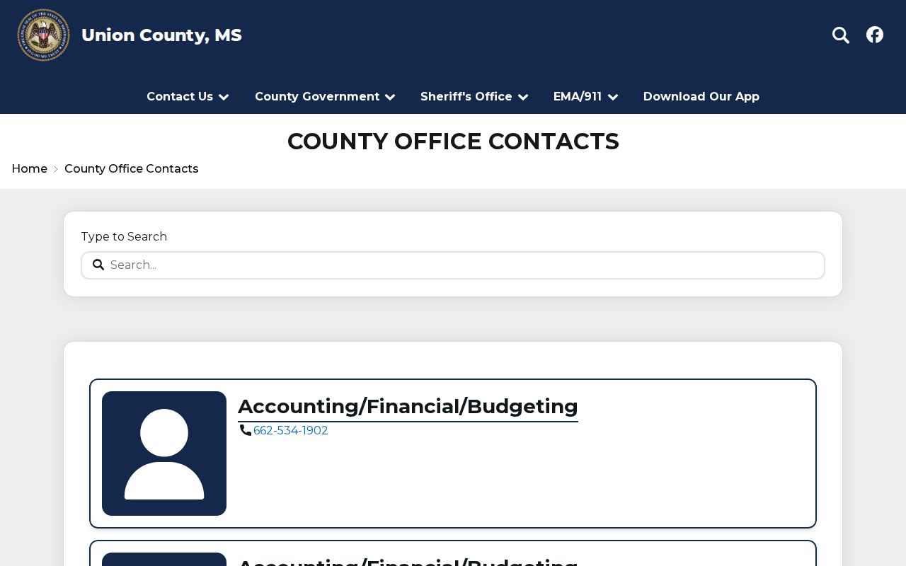 Union County official office directory