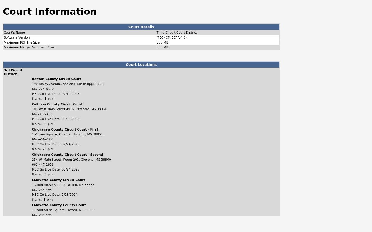 Union County Circuit Court MEC information