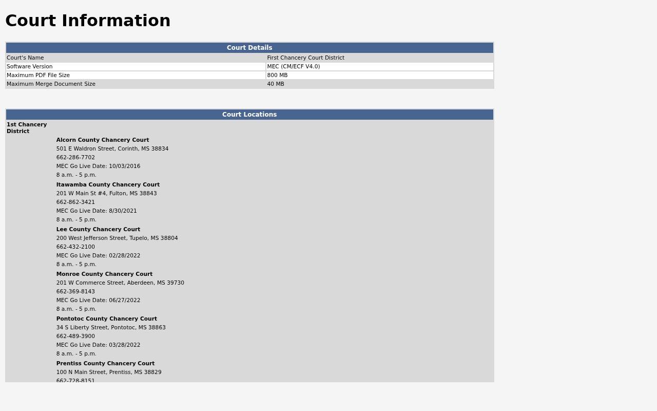 Union County MEC court information and status flags