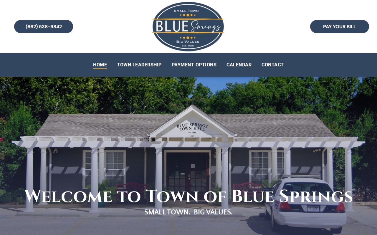 Blue Springs official town contact page