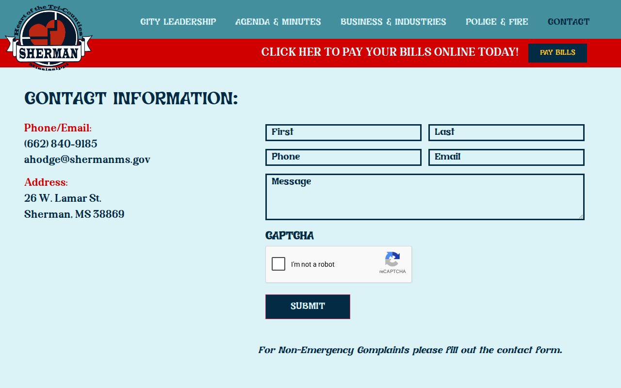 Sherman official contact and court fines page